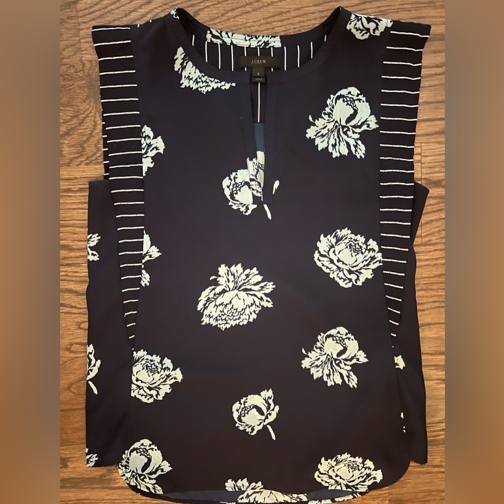 J.Crew Floral and Stripe silk shirt